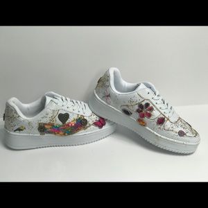 Bedazzled White Platform Sneakers